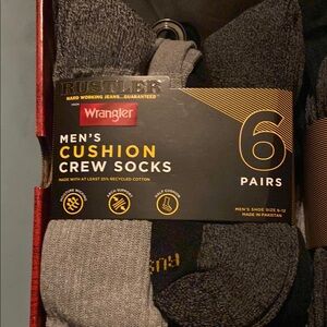 Wrangler Men's Cushion Crew Socks - Black and Gray